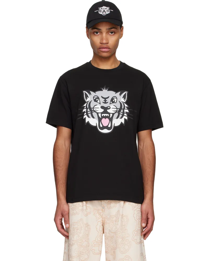 Kenzo Black Kenzo Paris Happy Tiger Classic T-shirt Black