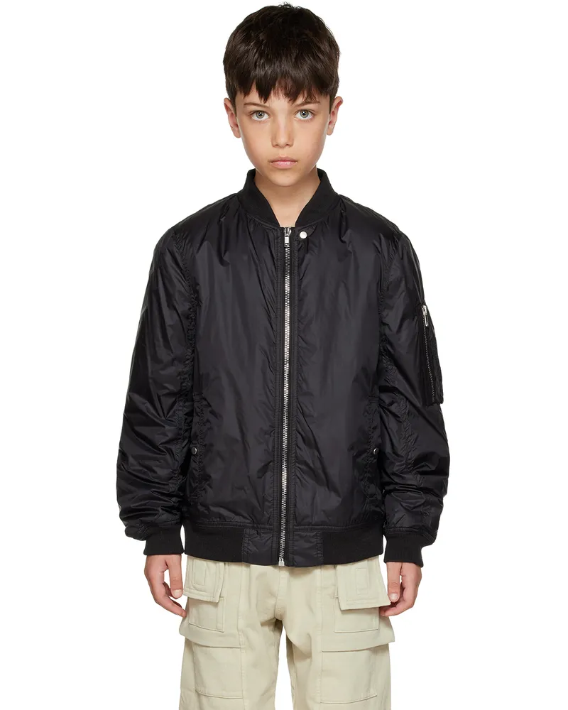 Rick Owens Kids Black Flight Bomber Jacket Black