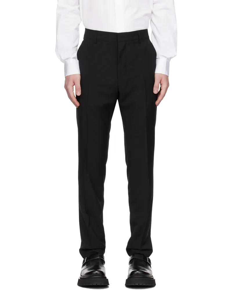 AMI Paris Black Cigarette Fit Trousers Black