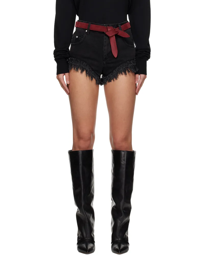 Isabel Marant Black Eneidao Denim Shorts Faded