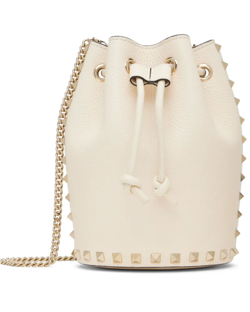 Valentino Garavani Off-White Mini Drawstring Rockstud Bag I16