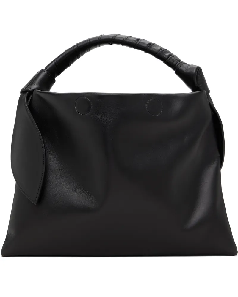 Toga Black Leather Ribbon Bag 26