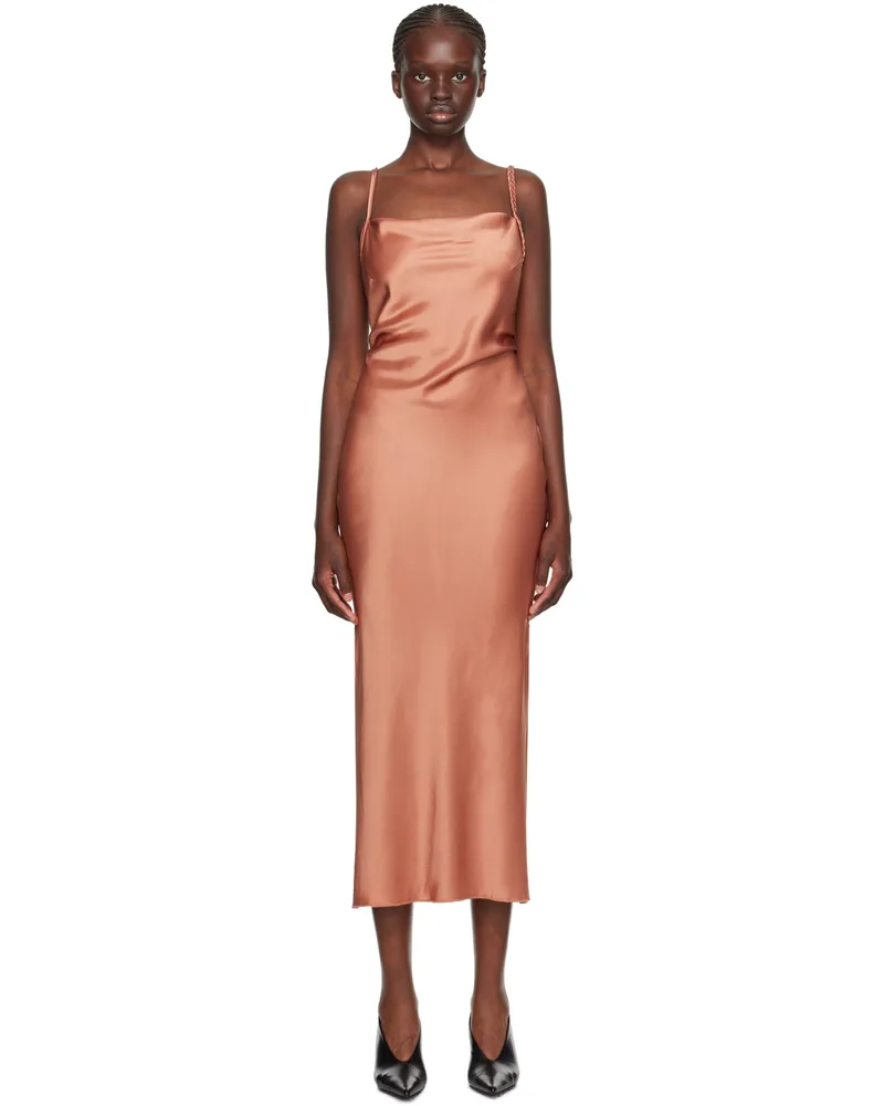 Nanushka Orange Fiore Maxi Dress Brown