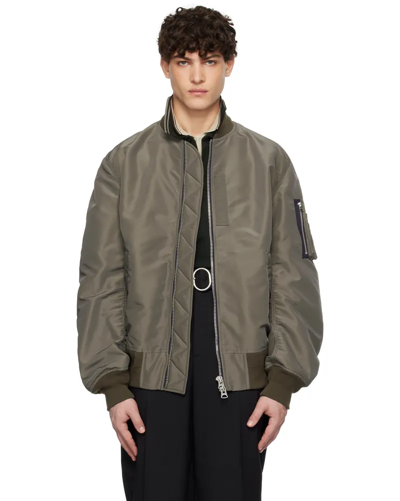 Sacai Taupe Nylon Twill Bomber Jacket 550