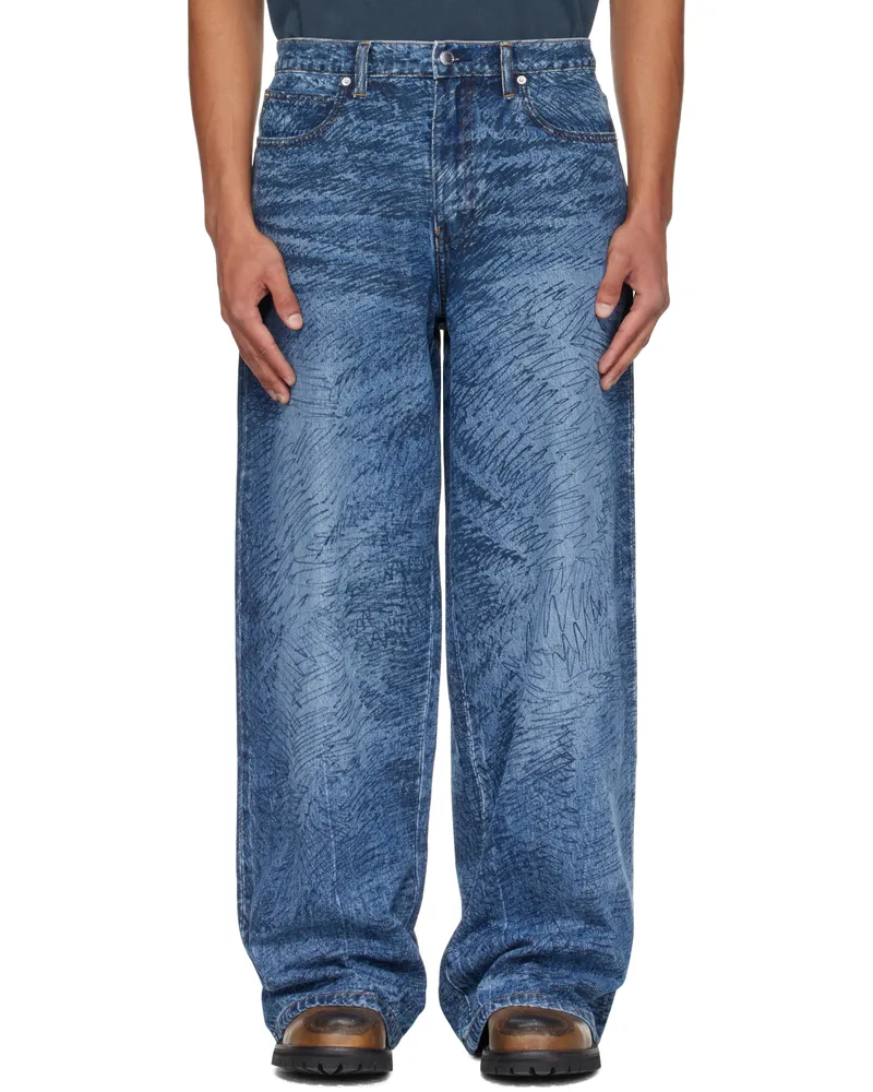Alexander Wang Blue Relaxed Graphic Print Jeans 473