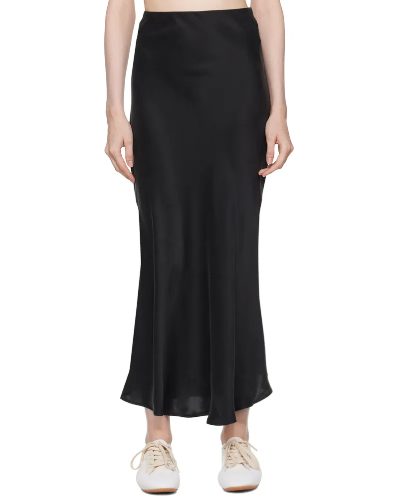 Silk Laundry Black Bias-Cut Maxi Skirt Black