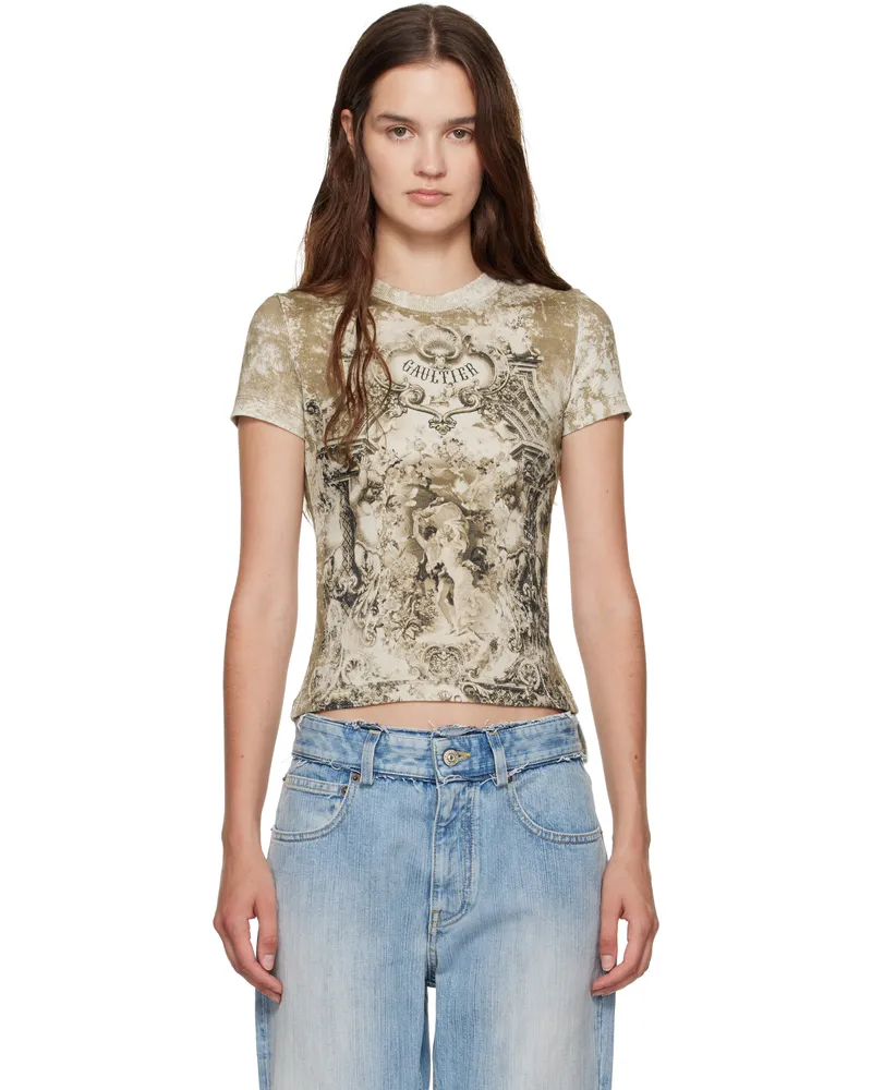 Jean Paul Gaultier Beige 'The Médaillon' T-shirt 6965