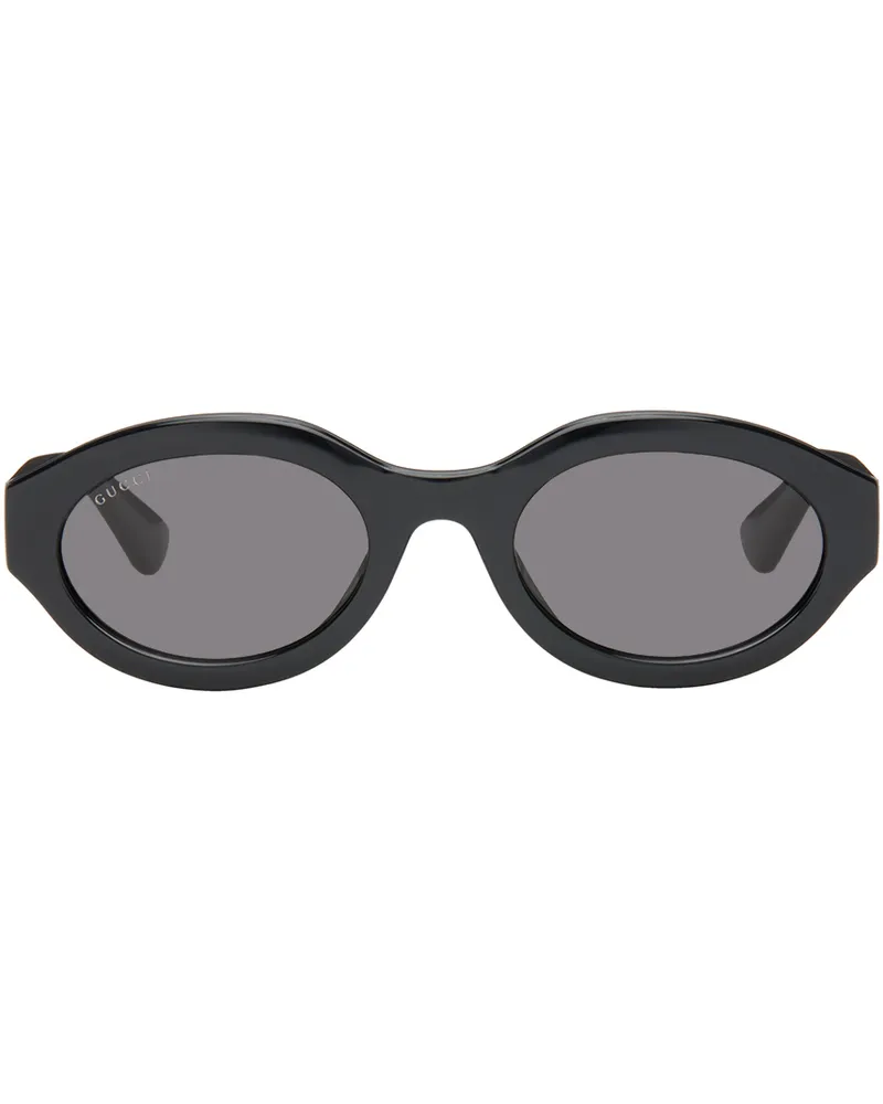 Gucci Black Oval Sunglasses Black-black-grey