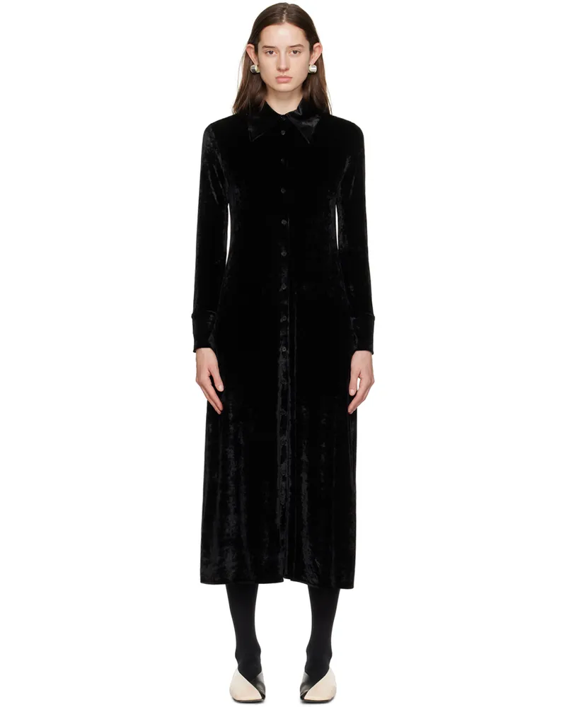 Jil Sander Black Long Sleeve Midi Dress 001