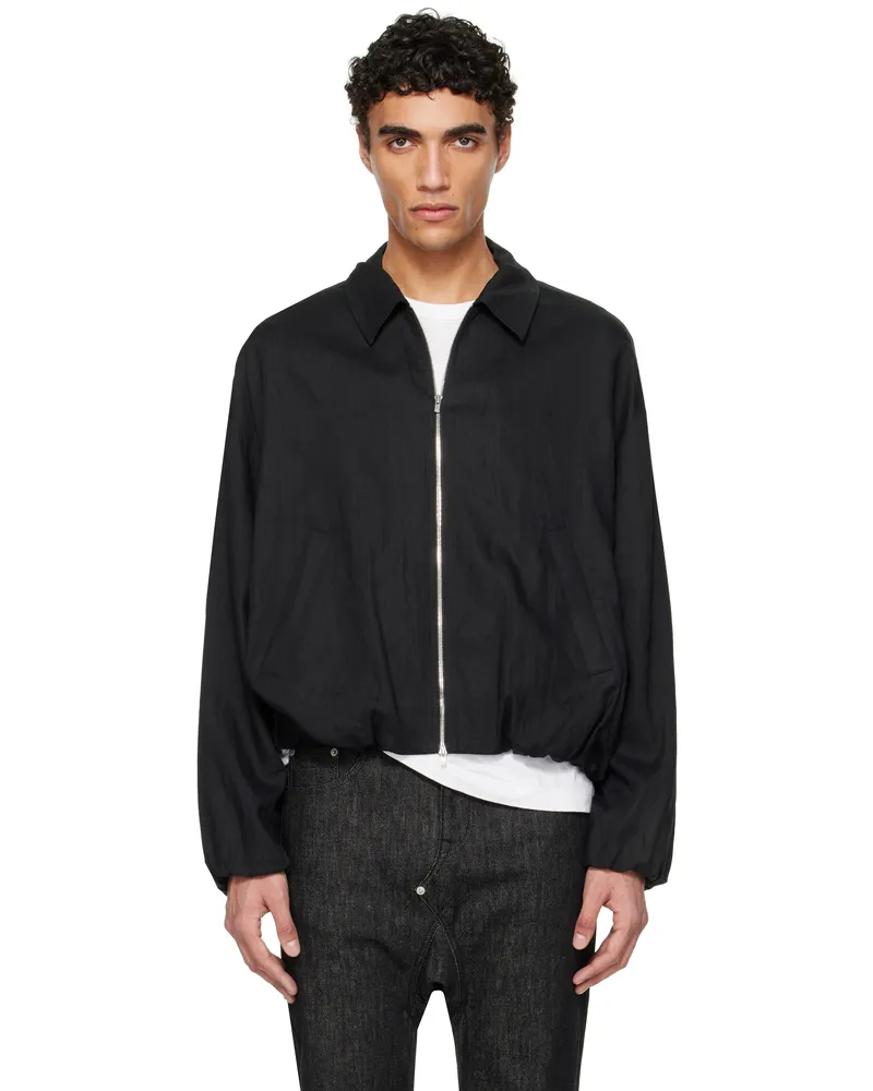 Fumito Ganryu Black Linen Airy Jacket Black