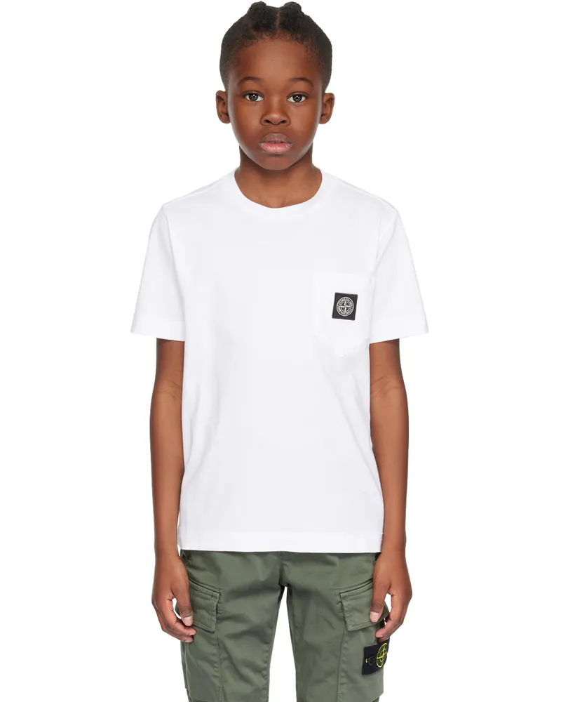 Stone Island Kids White Patch Pocket T-Shirt V0001