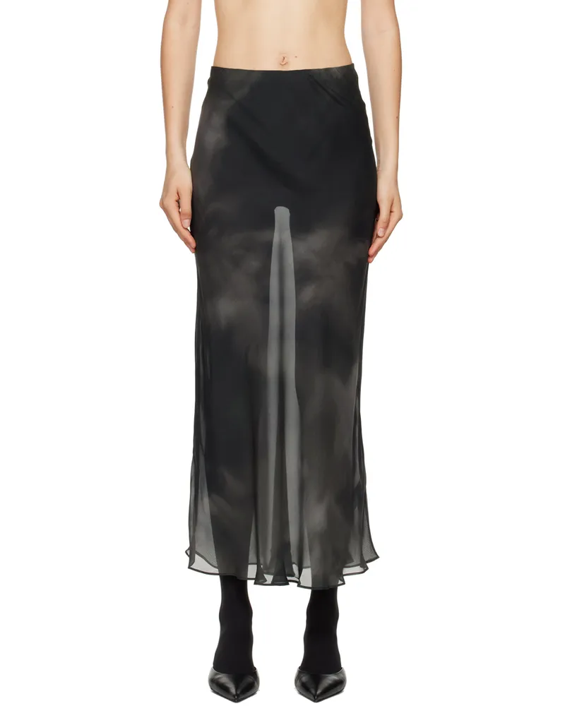 Silk Laundry Gray Bias-Cut Maxi Skirt Smoke