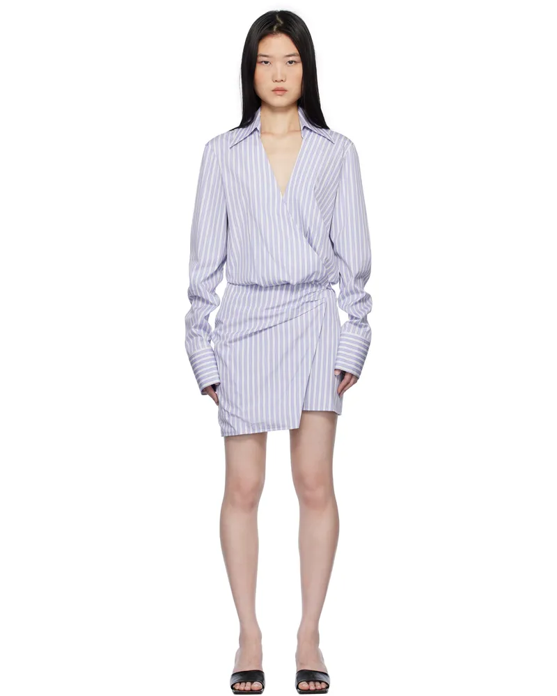 ATTICO Blue & White Striped Shirt Minidress 870
