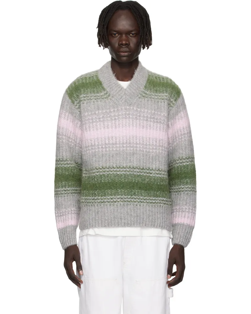 Kenzo Gray & Green Kenzo Paris 'KENZO Speed Stripe' Sweater Pale