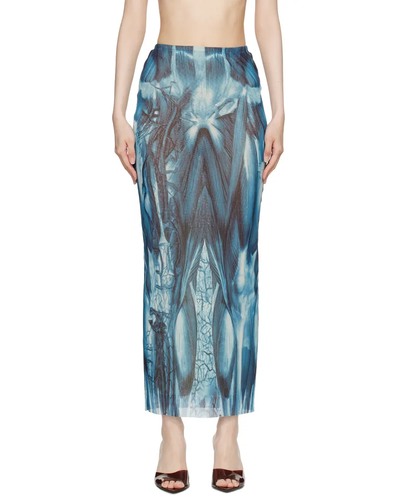 Jean Paul Gaultier Blue 'The Écorché' Maxi Skirt 505601-blue