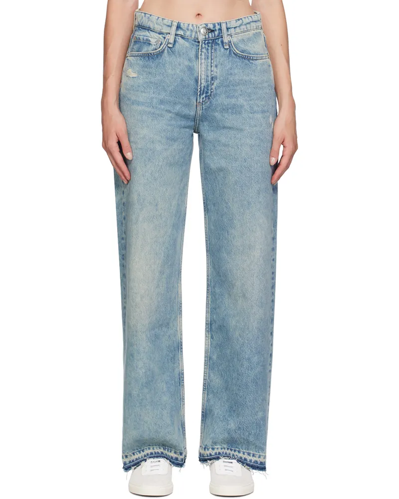 Rag & Bone Blue Logan Wide-Leg Jeans Lefferts