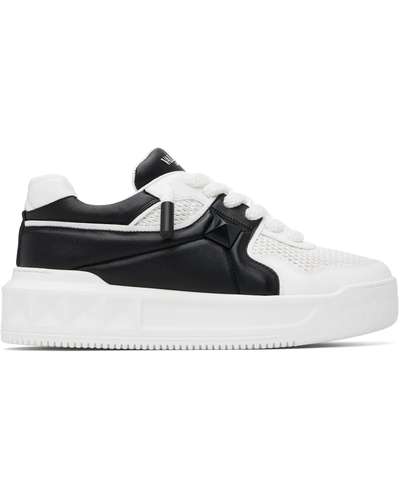 Valentino Garavani Black & White One Stud XL Nappa Leather Sneakers A01