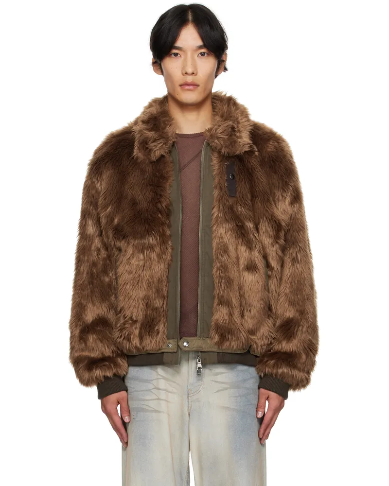 Andersson Bell Brown Flight Faux-Fur Bomber Jacket Brw