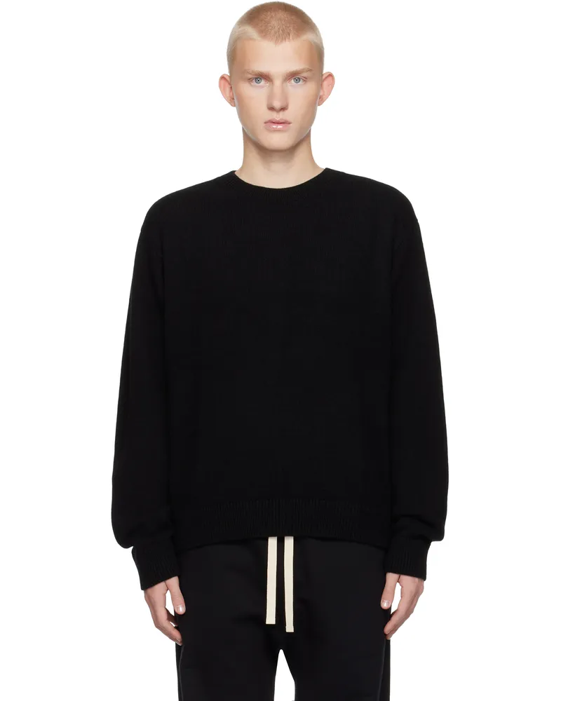 The Elder Statesman Black Simple Crew Sweater Black