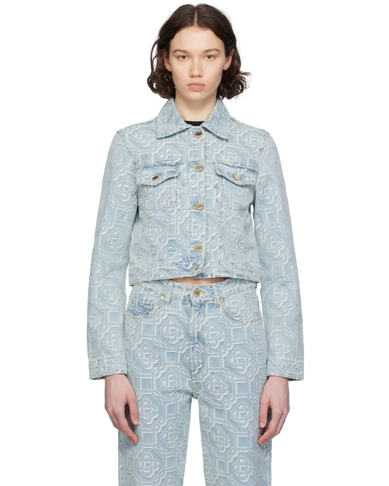 Casablanca Paris Blue Button Denim Jacket Bleached