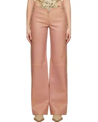 Charlotte Knowles SSENSE Exclusive Pink Stain Leather Pants Bubblegum