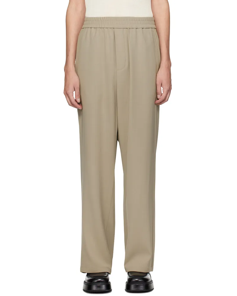 AMI Paris Taupe Elasticized Waist Trousers Light