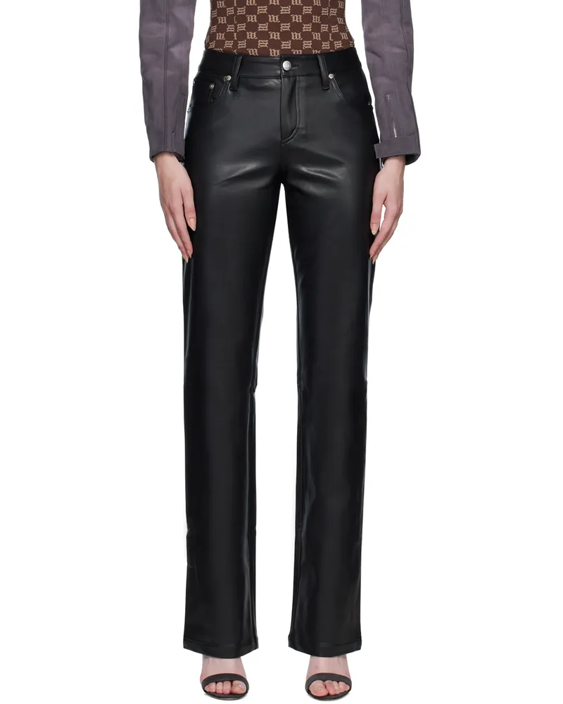MISBHV Black Faux-Leather Trousers Black