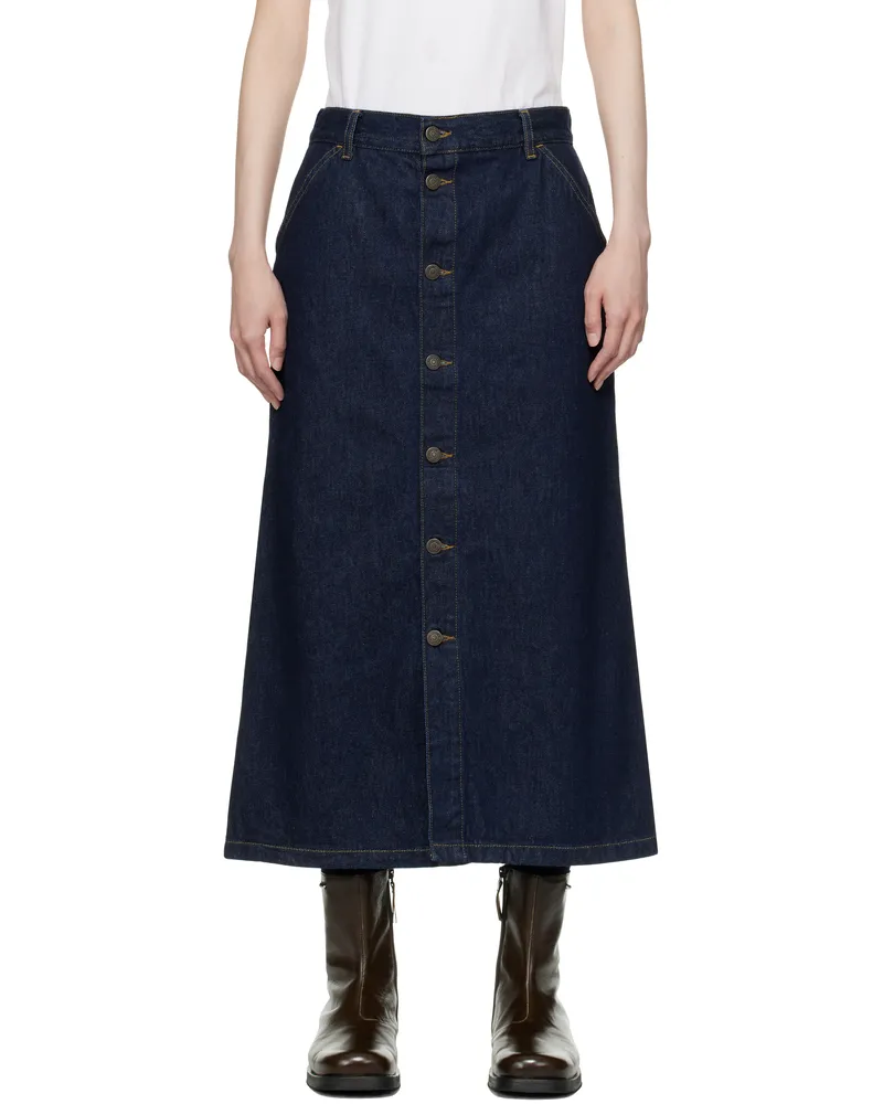 Carhartt WIP Blue Marvin Denim Midi Skirt Rinsed
