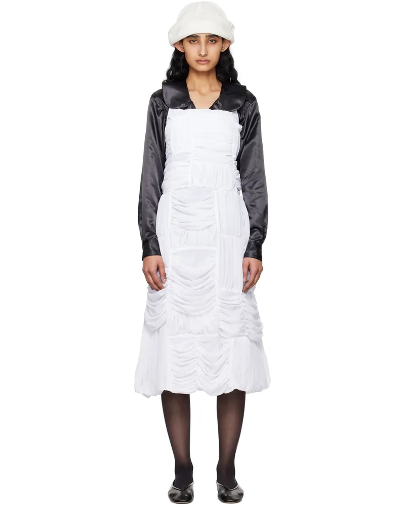 Comme des Garçons White Gathered Midi Dress 3