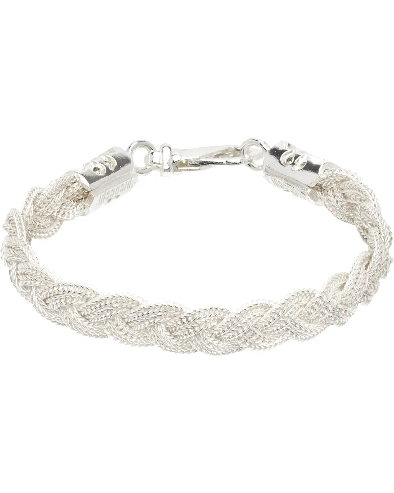 Emanuele Bicocchi Silver Ice Flat Braided Bracelet Silver