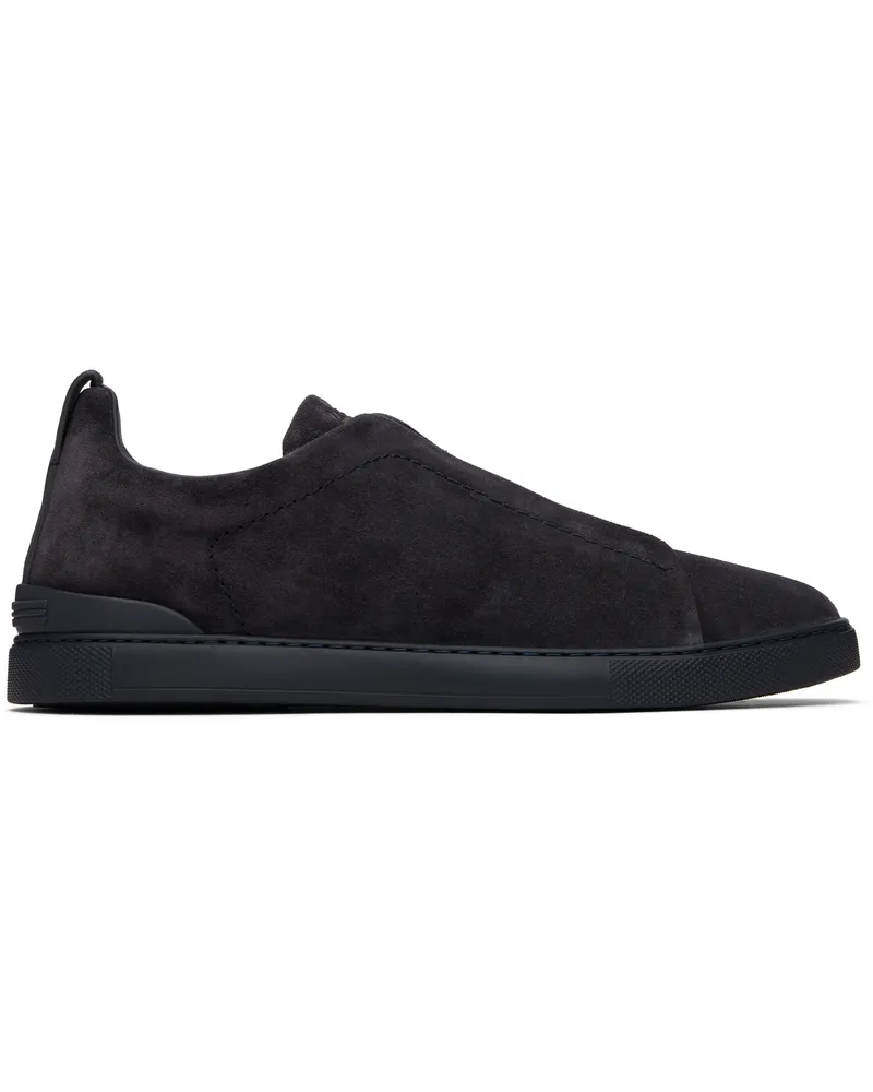 Ermenegildo Zegna Navy Triple Stitch Sneakers Bnz