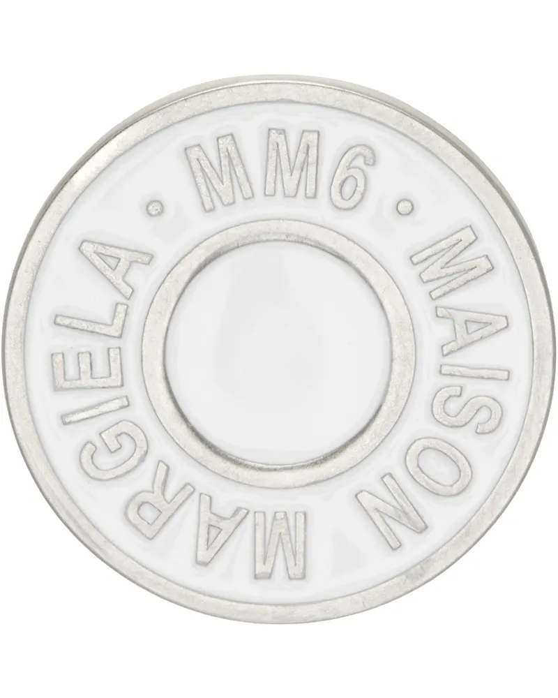 Maison Margiela White & Silver Round Logo Pin 961