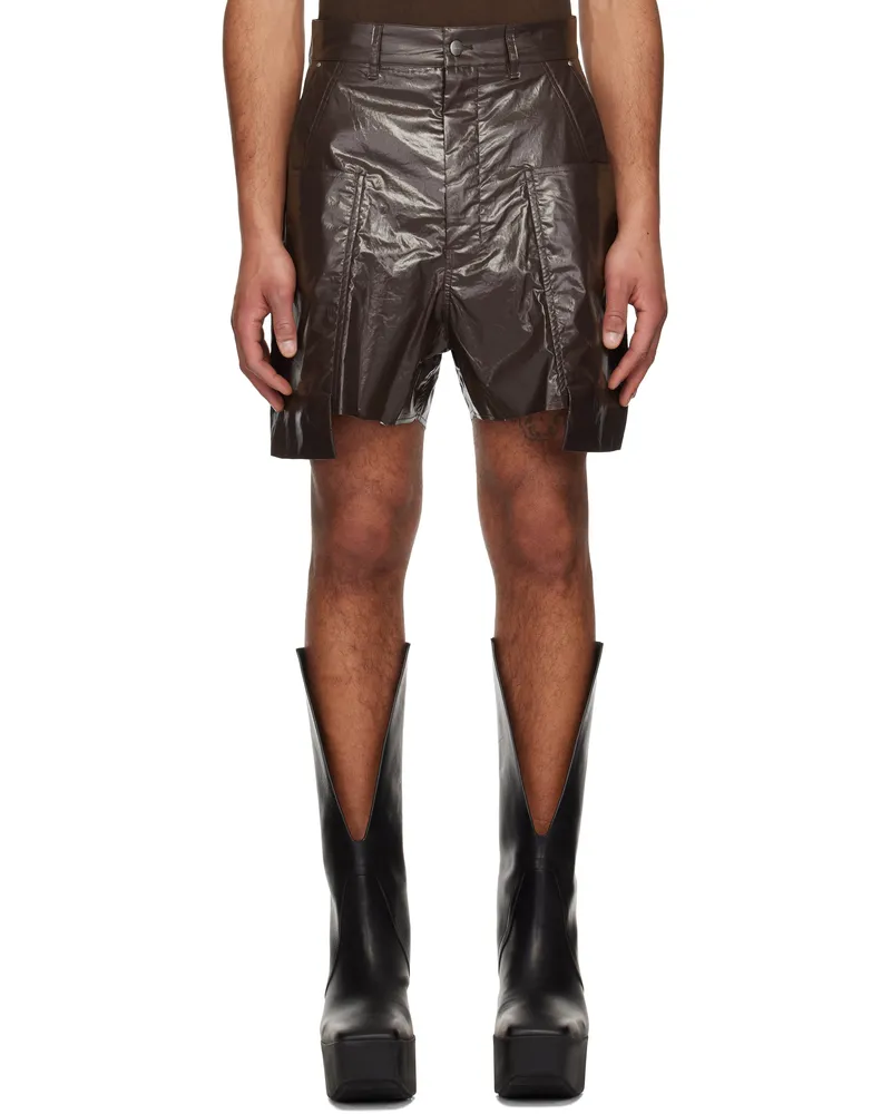 Rick Owens Brown Hollywood Stefan Cargo Shorts 14