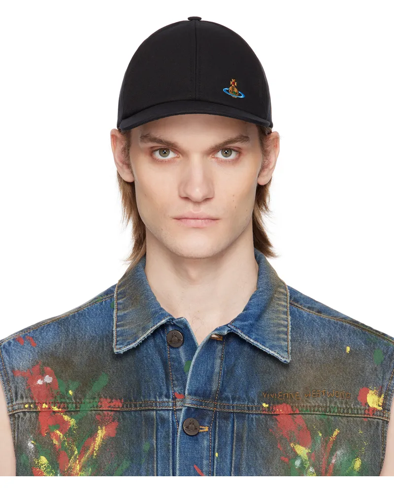 Vivienne Westwood Black Cotton Baseball Cap Ss25-n401