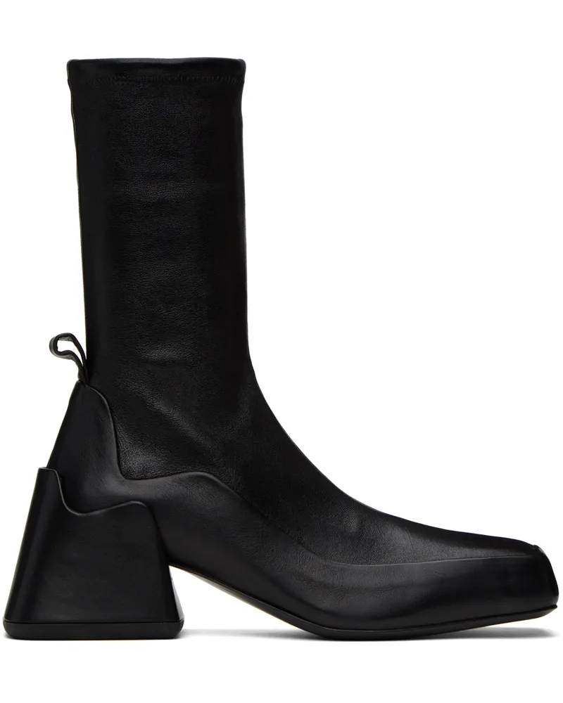 Jil Sander Black Leather Ankle Boots 001