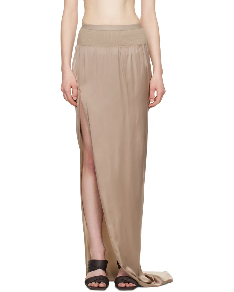 Rick Owens Taupe Hollywood Slit Maxi Skirt 64