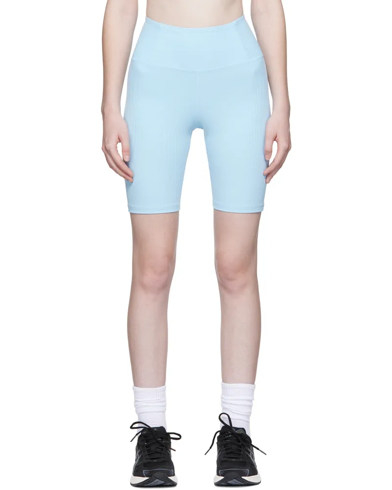 Girlfriend Collective Blue Rib High-Rise Run Shorts Bluebell
