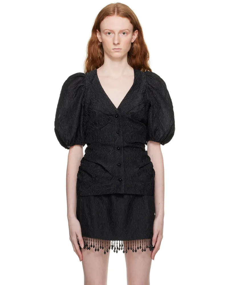 Ganni Black Floral Blouse 099
