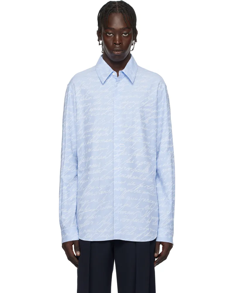Balmain Blue Love Letter Print Shirt Shn