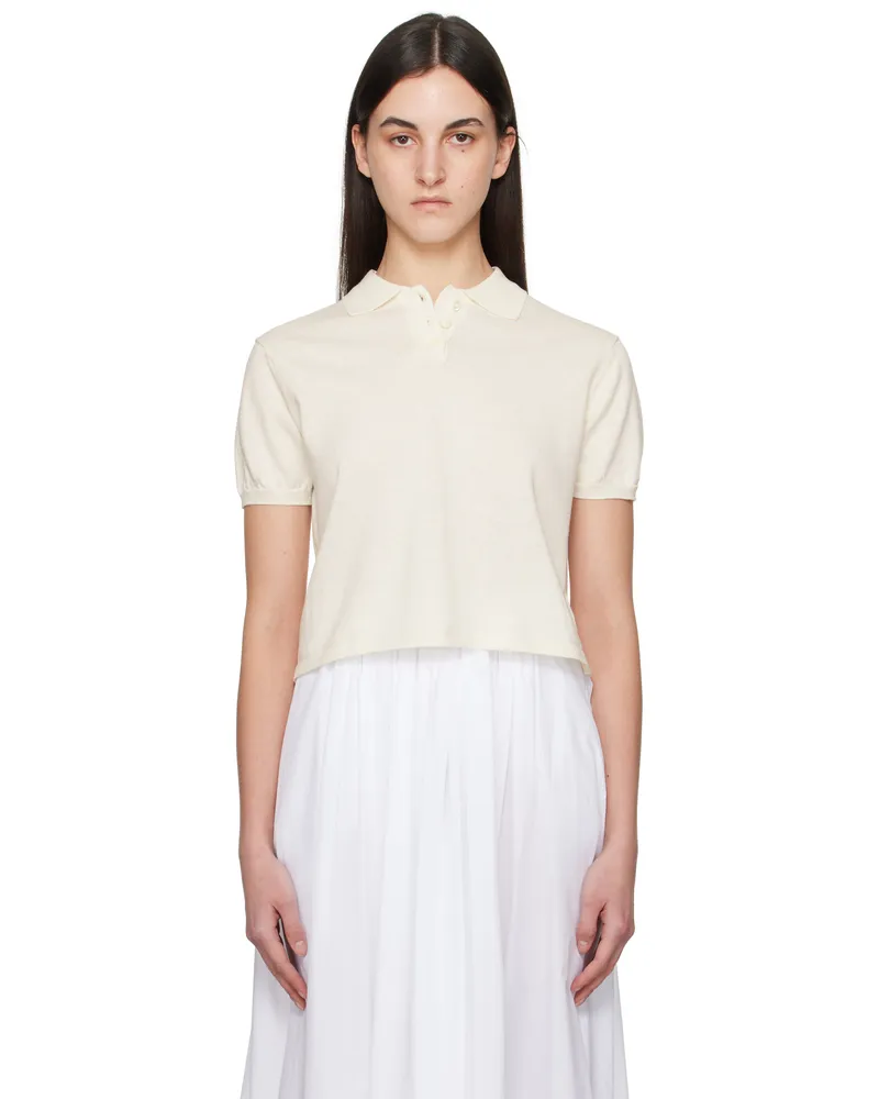 Nothing Written Off-White Cotton Knit Polo Ivory