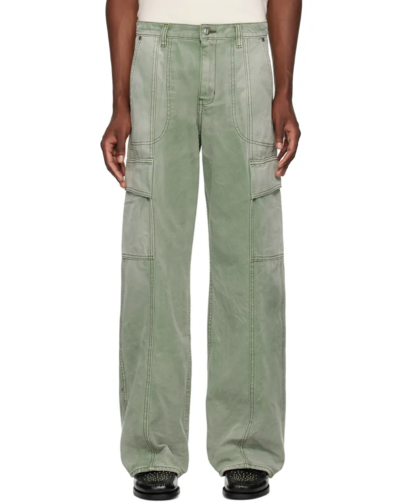 RHUDE Green Faded Cargo Pants Sage
