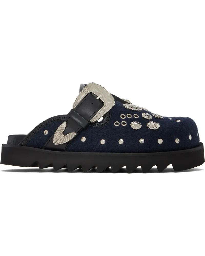 Toga SSENSE Exclusive Navy Felt Loafers Black