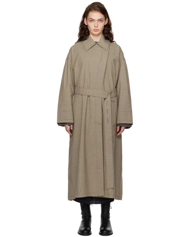 Co Brown Check Suiting Trench Coat 962