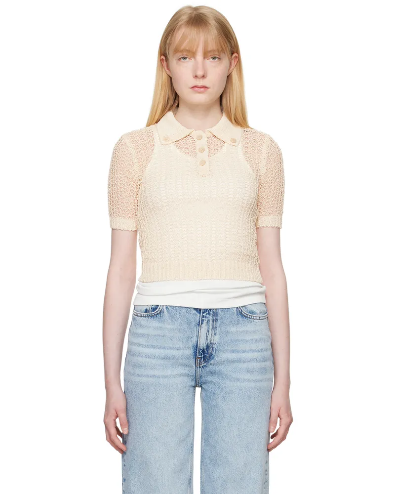 RECTO Beige Net Crop Polo Light