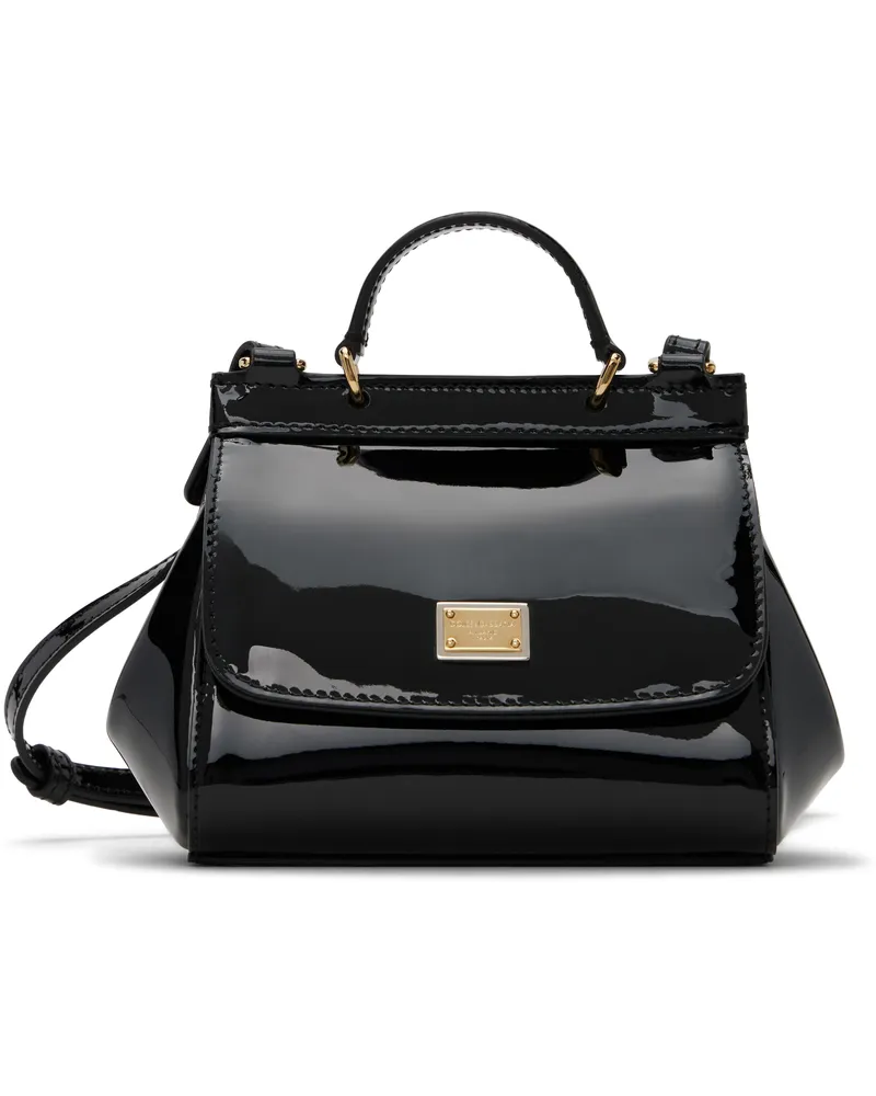 Dolce & Gabbana Kids Black Patent Leather Mini Sicily Bag 80999