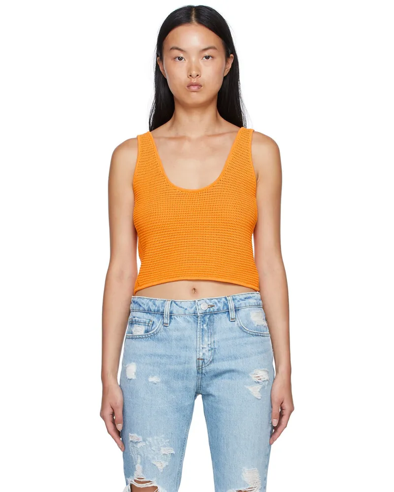 Frame Denim Orange Viscose Tank Top Kumquat