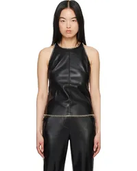 Nanushka Black Teza Vegan Leather Tank Top Black