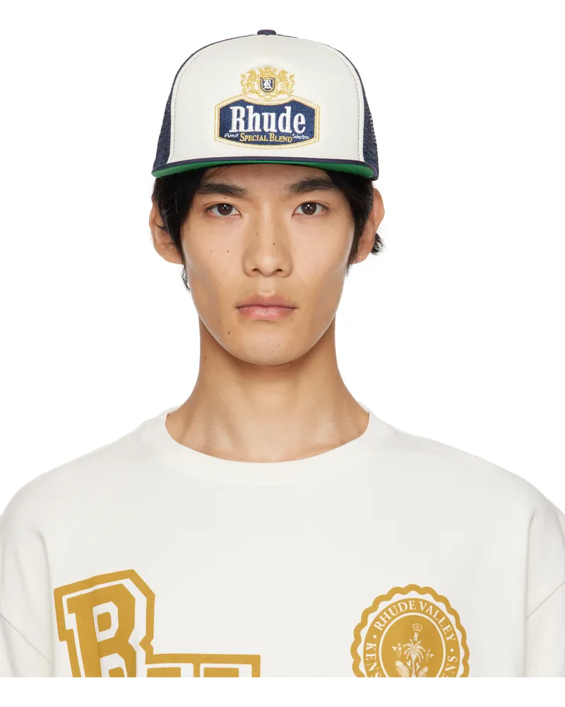 RHUDE Navy Embroidered 'Special Blend' Trucker Cap Navy