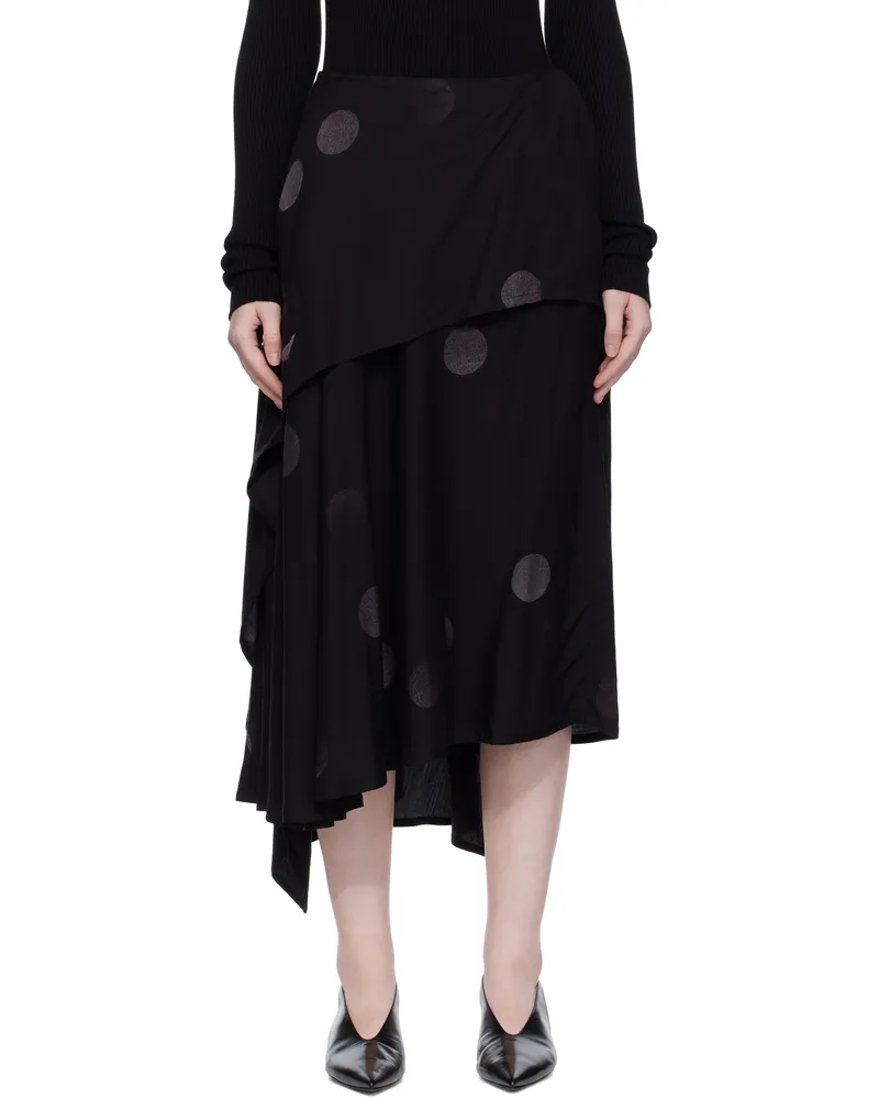 Yohji Yamamoto Black Butterfly-Print Twill Midi Skirt 2