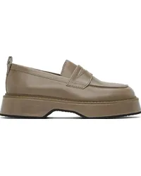 AMI Paris Brown Square Toe Loafers Taupe